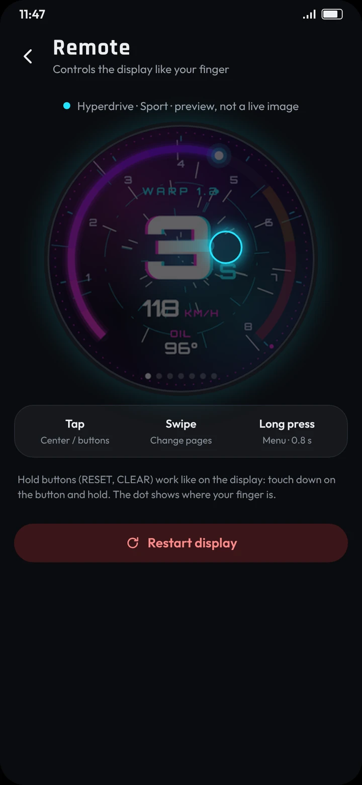 Remote control of the gauge display