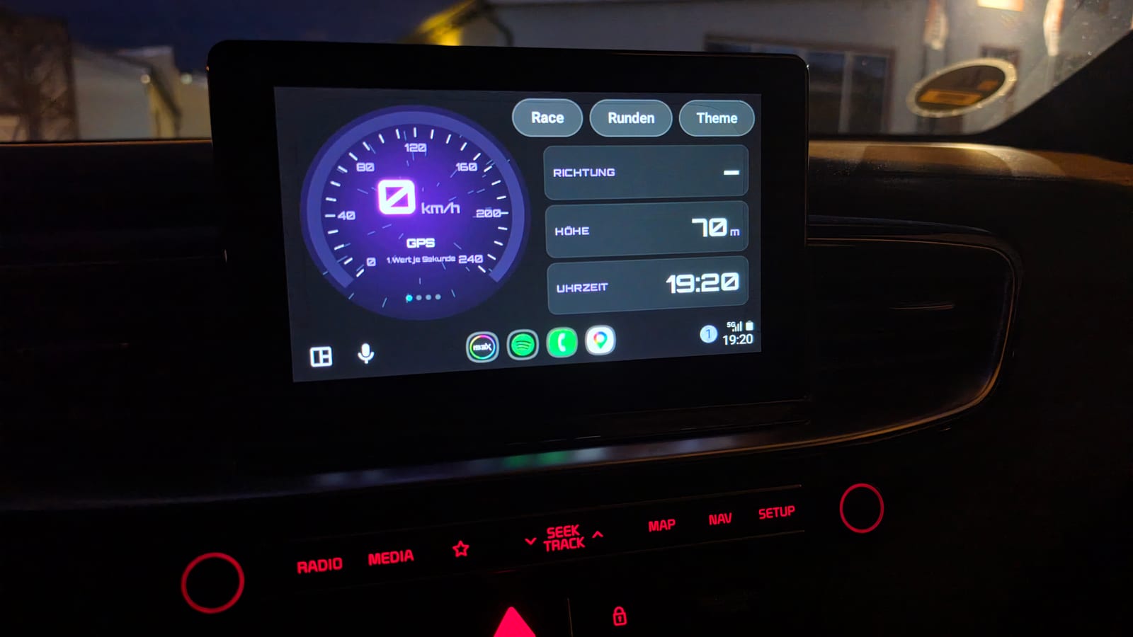 Android Auto: speed page