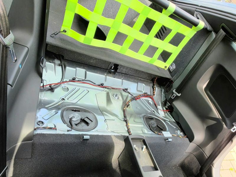 The rear footwell of the TT with the seats removed