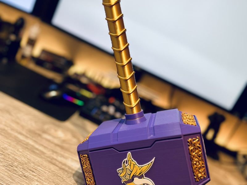 Thor’s hammer standing in the rock on the desk