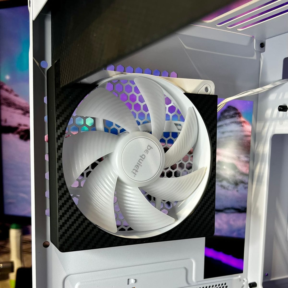 Close-up of the rear fan cover