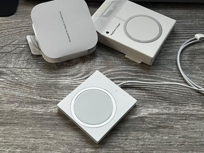 Two original Apple MagSafe chargers, unboxed