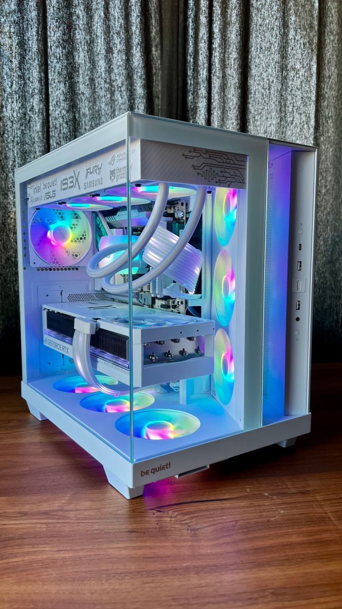 The finished white build, interior lighting running through the colour cycle