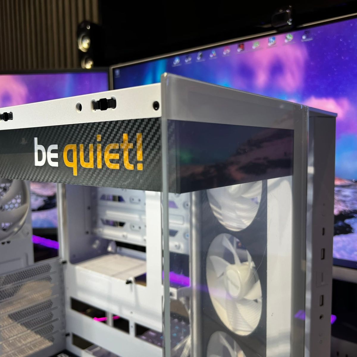The printed radiator cover with be quiet! lettering on top of the case